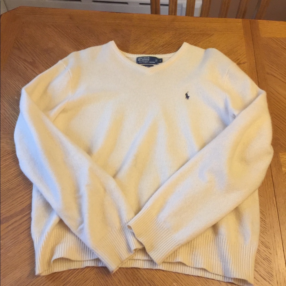 Polo Ralph Lauren cream v neck sweater